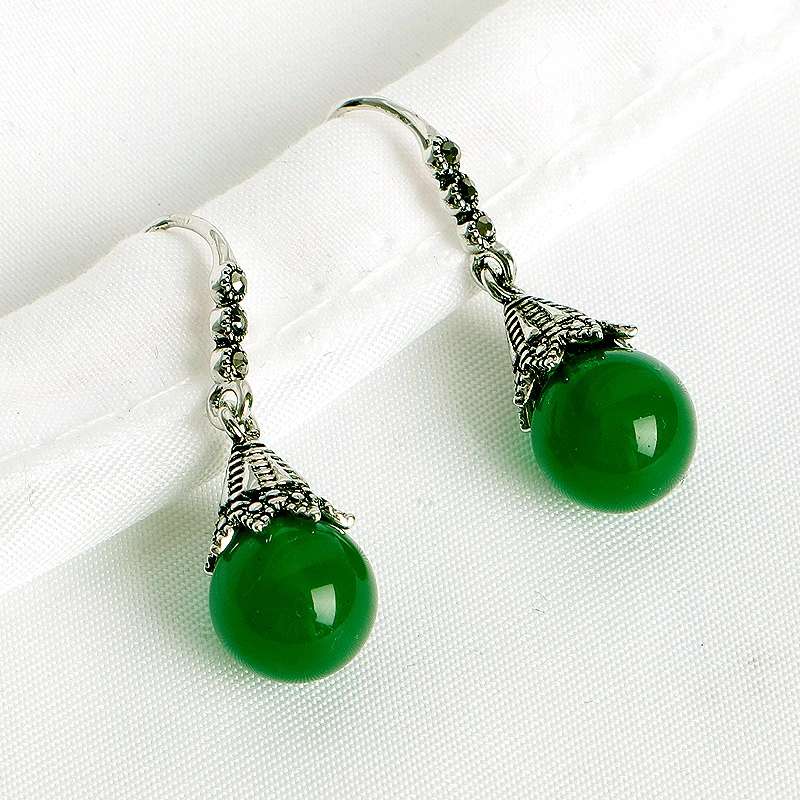 HuiSept Vintage Earrings 925 Silver Jewelry with Emerald Gemstone Drop Earrings for Women Wedding Promise Party Gift Wholesale