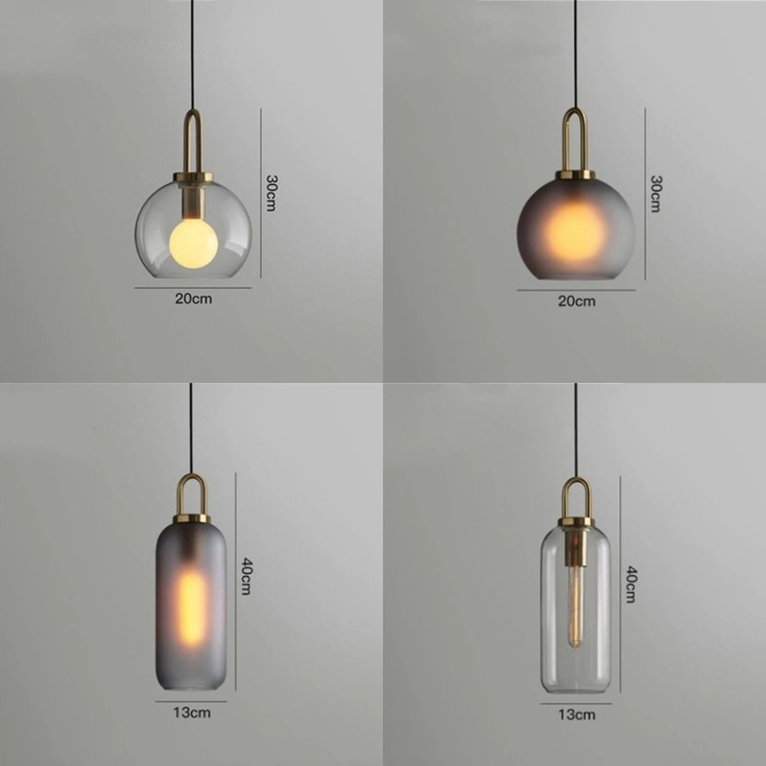 American Retro Decor Glass Pendant Lights Industrial Loft Bedroom Kitchen Hanging Lighting Art Smoke Glass Suspension Lights E27