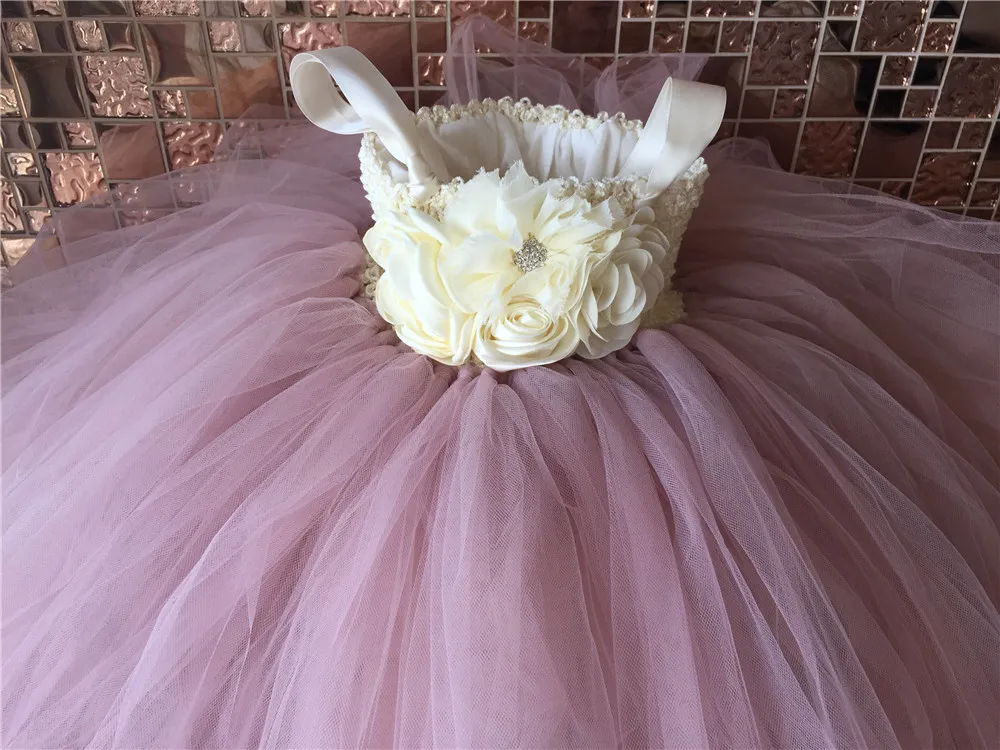 Güzel Kızlar Kirli Pembe Tutu Elbise Çocuklar Tığ Işi Çiçek Elbise Sapanlar ve Güller ile Çocuk Doğum Günü Partisi Cosplay kostüm