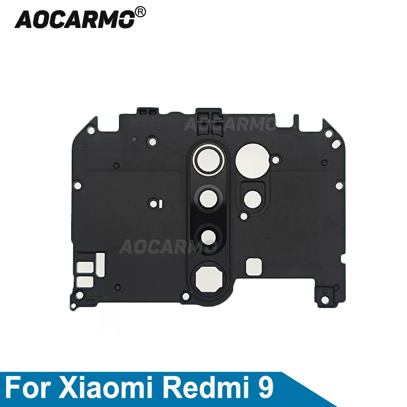 Aocarmo For Xiaomi Redmi 9 Motherboard Cover Rear Back Camera Lens With Frame Replacement parts