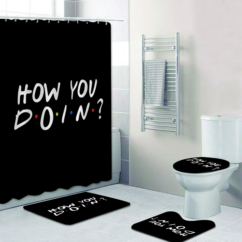 Classic Friends TV Show Bathroom Shower Curtain Set Friends Like Quote Bathroom Curtain Bath Mat Rug Carpet Toilet Cover Decor image 3