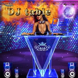 Led Dj Table Light Dj Stand Facade Mixer Controller Table Acrylic Dj Booth Bar Furniture Desk Customized Logo