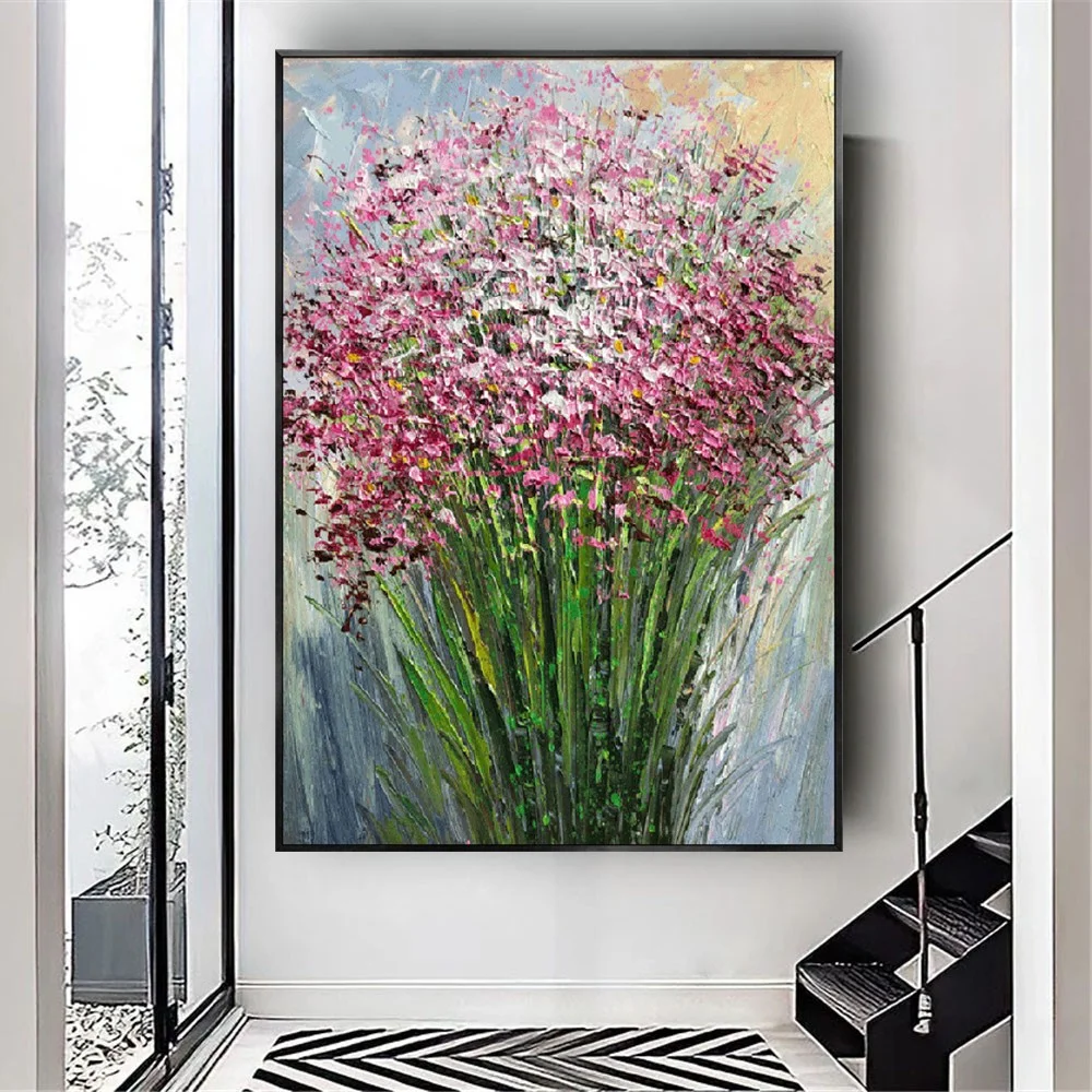High Quality Handmade Beautiful Flower Oil Painting Scraper Canvas Wall Art For Home Decor Piece Custom Wall Artwork Hyacinth