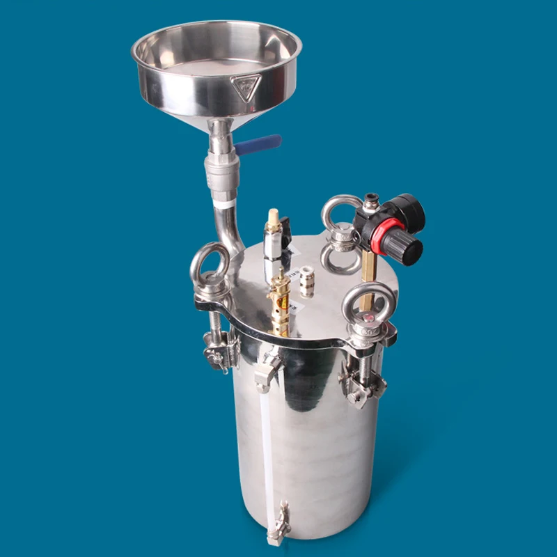 Barril de pressão de aço inoxidável 3L, com funil, com nível de líquido, tanque de pressão, barril de armazenamento de cola, pressão do dispensador
