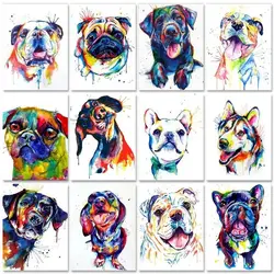 Pittura fotocellula con kit di numeri su tela cani cornice fai da te 60x75cm pittura a olio con numeri pittura a mano animali Wall Art Home Decor