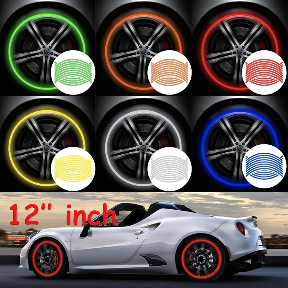 16 PCs 12 inch, reflective wheel stickers, car wheel stickers, motorcycle stickers, reflective stickers