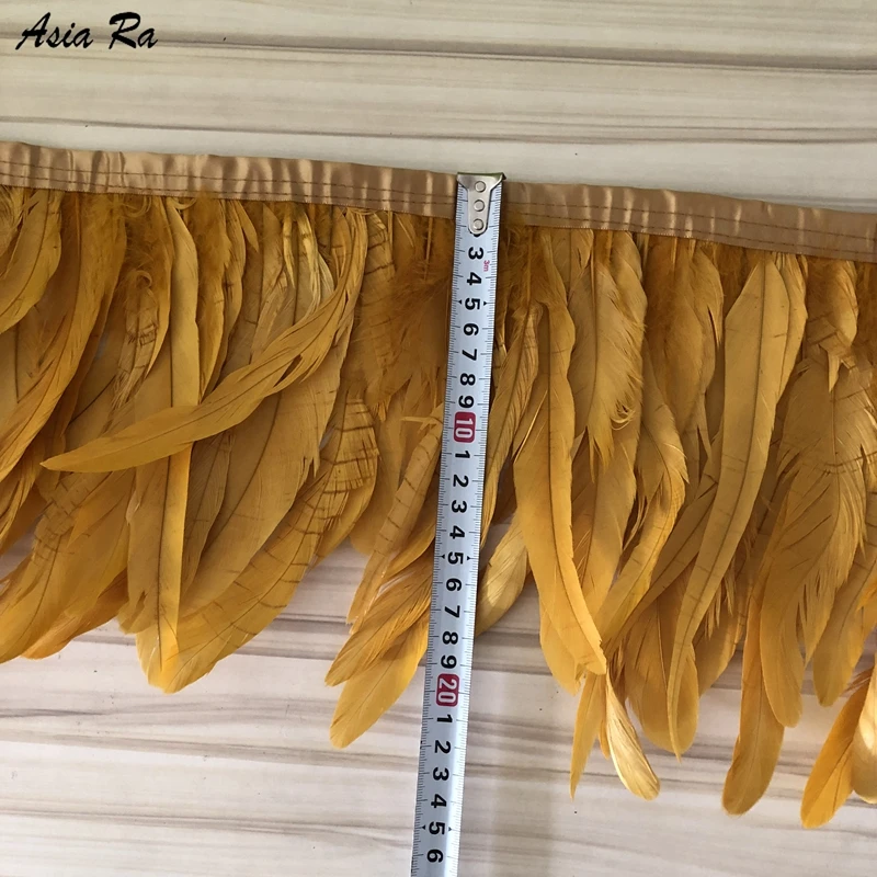 Wholasale 10 Meters Gold Pheasant Feathers Trims for Crafts Wedding Party Supplies Carnival Dancer Decoration plumas Plumages