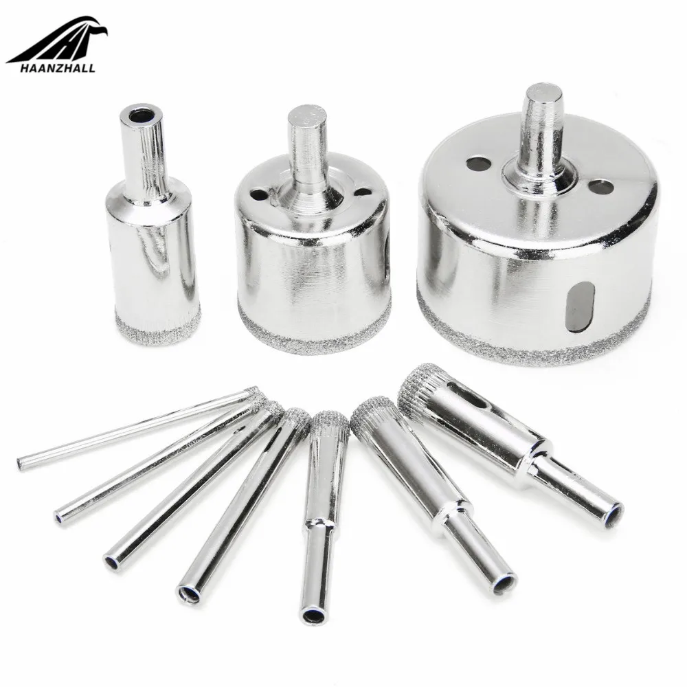 10pcs/set Diamond Tool Drill Bit Hole Saw For Glass Ceramic Marble Tile 3-50mm Power Tool