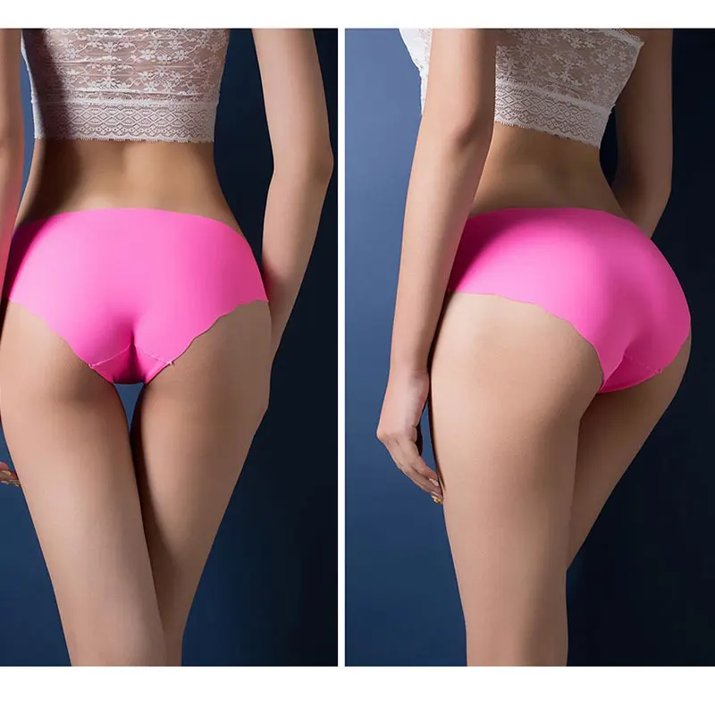 Solid Ladies Women Seamless Panties Ice Silk Underwear G String Underpants Sexy Lingerie Briefs Hipster Intimates