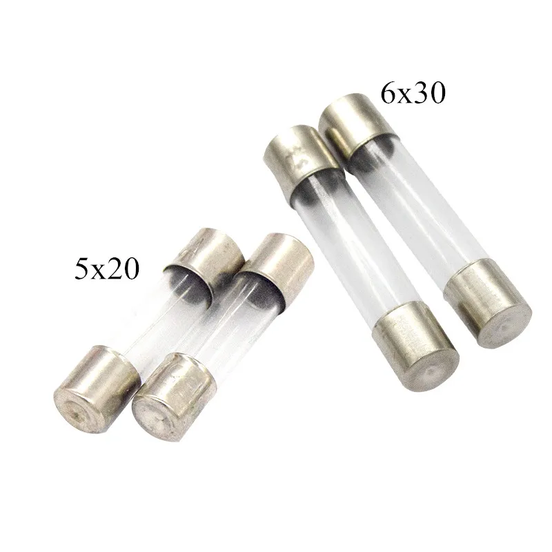 10pcs 5*20mm 6*30mm Fast Blow Glass Tube Fuses 5x20 6x30mm 250V 0.5 1 2 3 4 5 6 8 10 15 20 25 30 A AMP Fuse 5*20 6*30