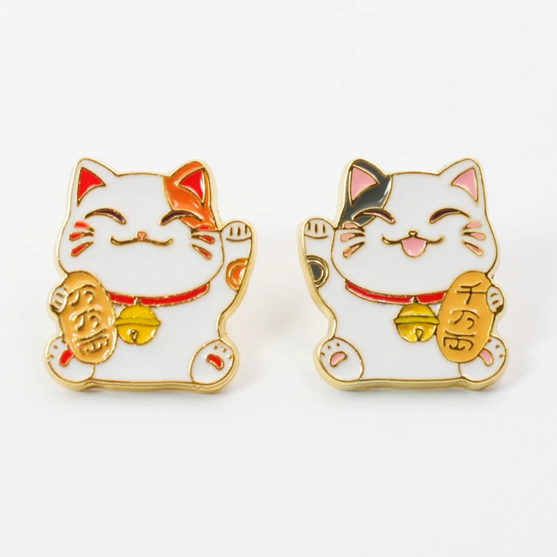 Funny Cute Cats Enamel Pins Fashion Creative Lucky Cat Badge Cute Japanese Lucky Cat Badge Brooch Gifts For Kids Friends