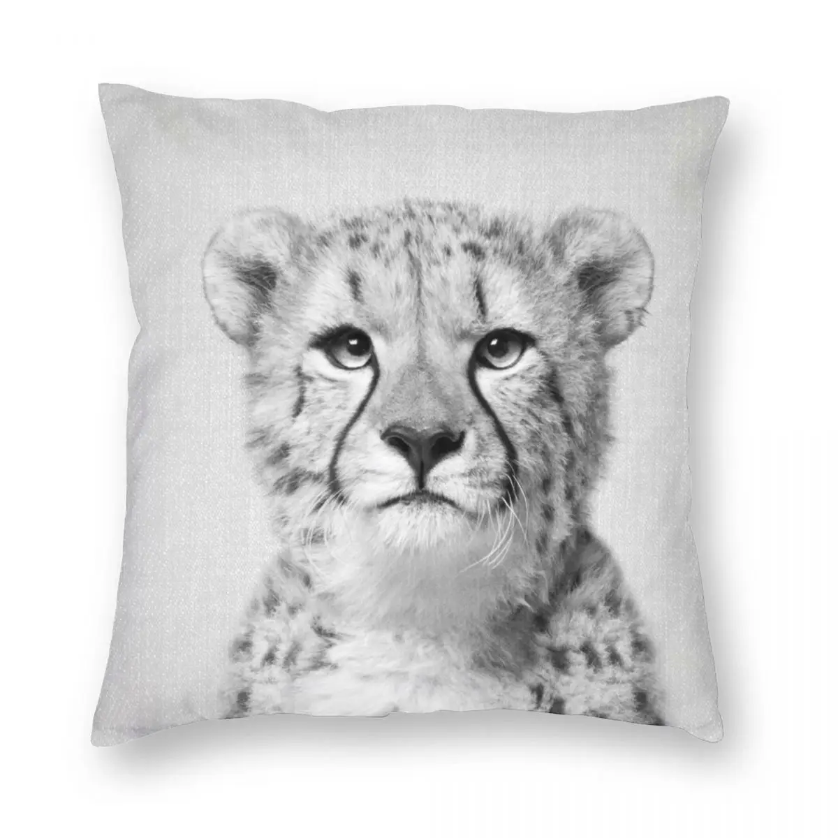 Cheetah Black White Square Pillowcase Polyester Linen Velvet Printed Zip Decorative Pillow Case Home Cushion Cover 45x45