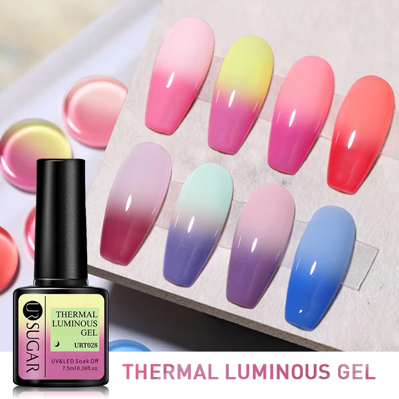 UR SUGAR-esmalte de uñas de Gel térmico, 3 capas de Gel que cambia de Color con la temperatura, Gel UV semipermanente para decoración de uñas, color gris invernal