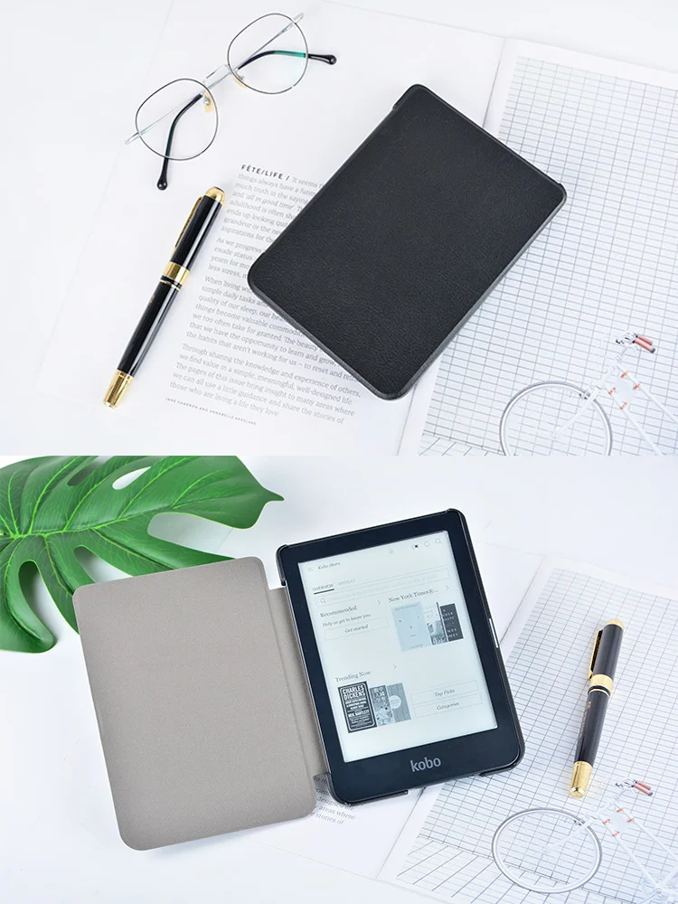 Slim Case for Kobo Clara HD 6 Inch Ebook N249 Smart Protective Shell Auto Sleep / Wake Cover PU Leather Ereader Skin