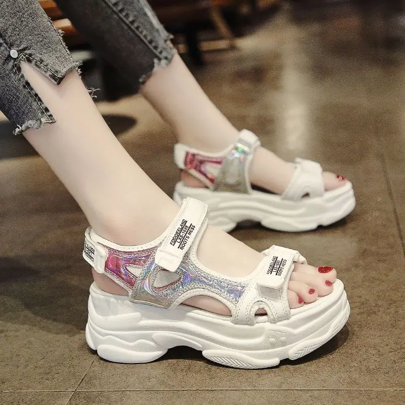 2020Summer Thick Bottom Female Sport Sandals Sexy Hollow Out Open Toe Platform Shoes Women Wedge Casual Shoes Ladies Beach Shoes