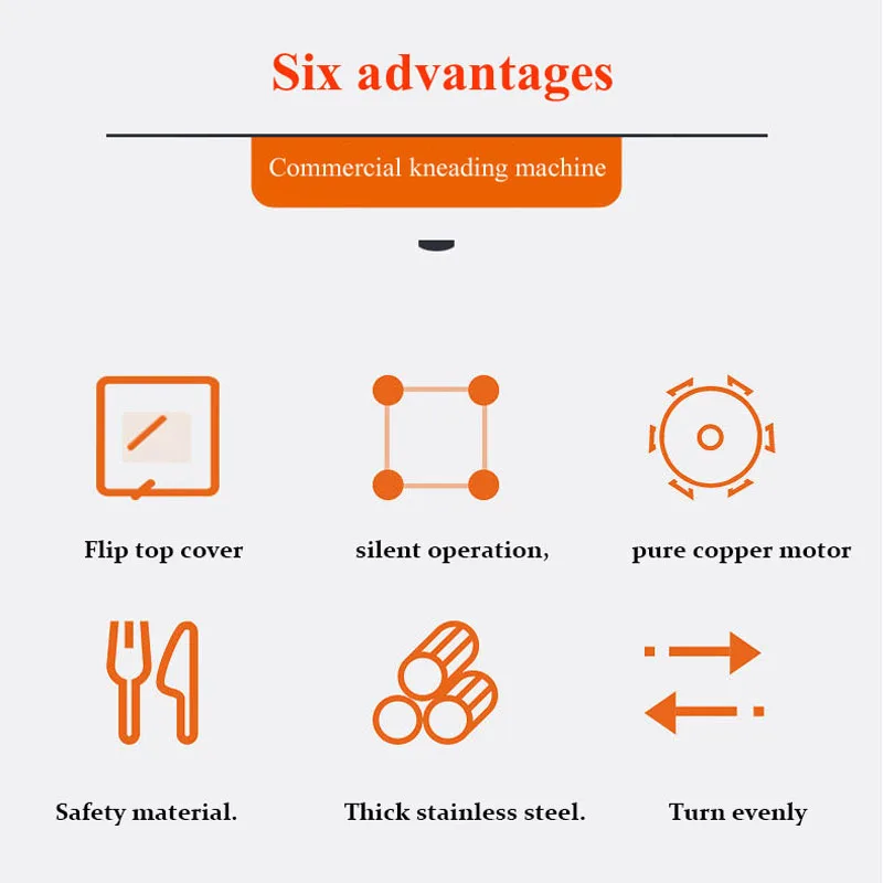 220V Flour Mixer Stainless Steel Bread Dough Mixer Flour Kneading Machine Household Flour Mixer