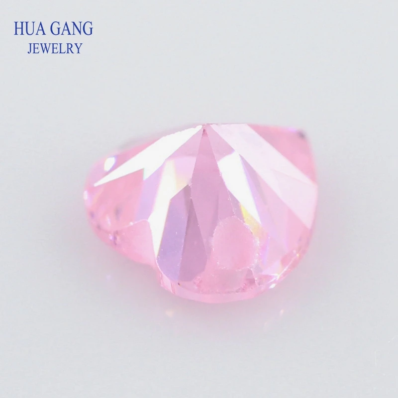 Single Hole AAAAA Heart Shape Pink Cubic Zirconia Stone For Jewelry Making 4x4~12x12mm High Quality CZ