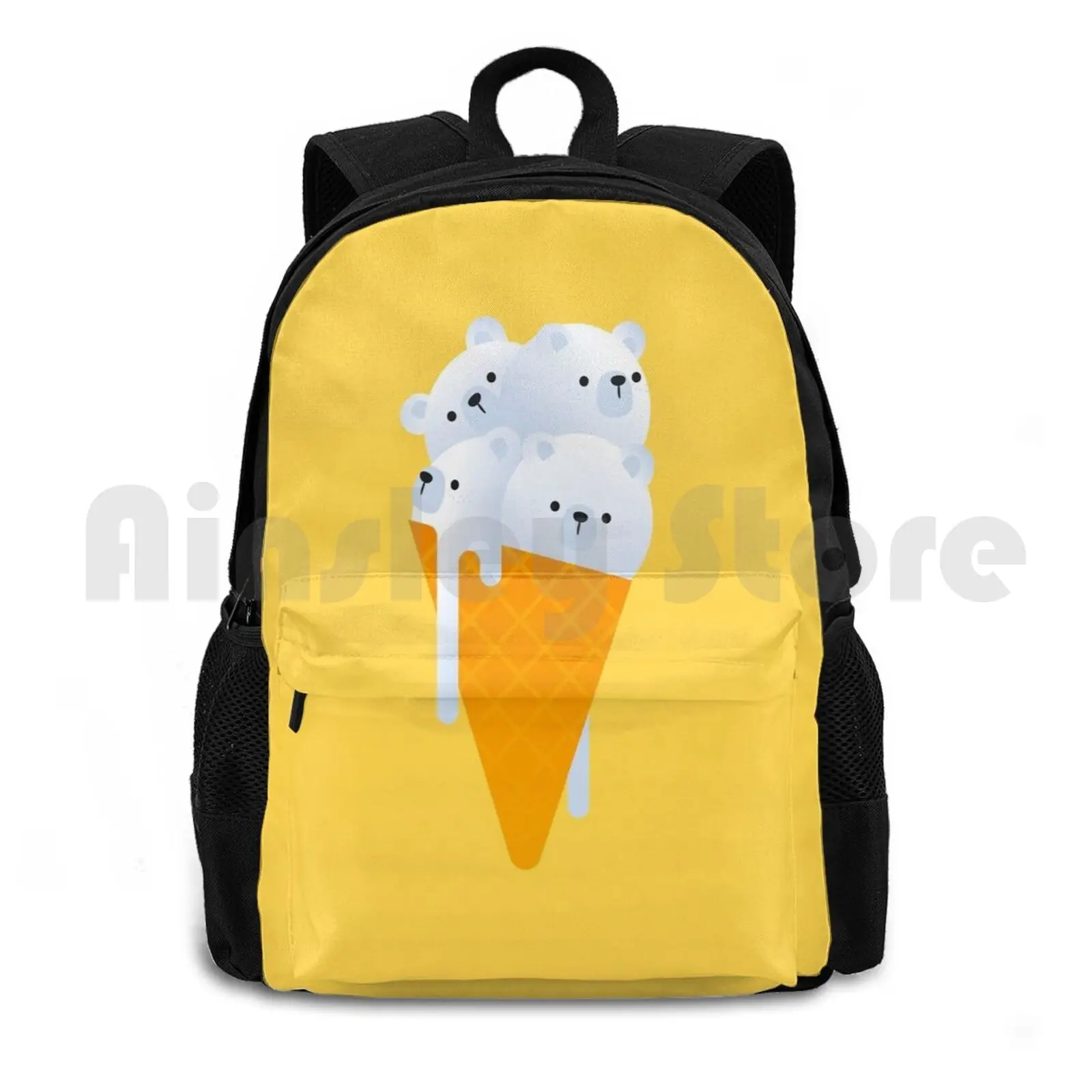 Polar Bear Ice Cream Outdoor Hiking Backpack Riding Climbing Sports Bag Polar Bear Ice Cream Icecream Cone Sweets Desserts Food