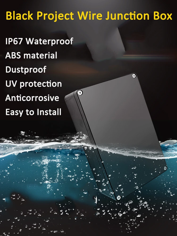 Boîtier étanche noir en plastique ABS, boîtier de projet, boîtier électrique, connecteur, rangement des fournitures de batterie, boîte faite maison