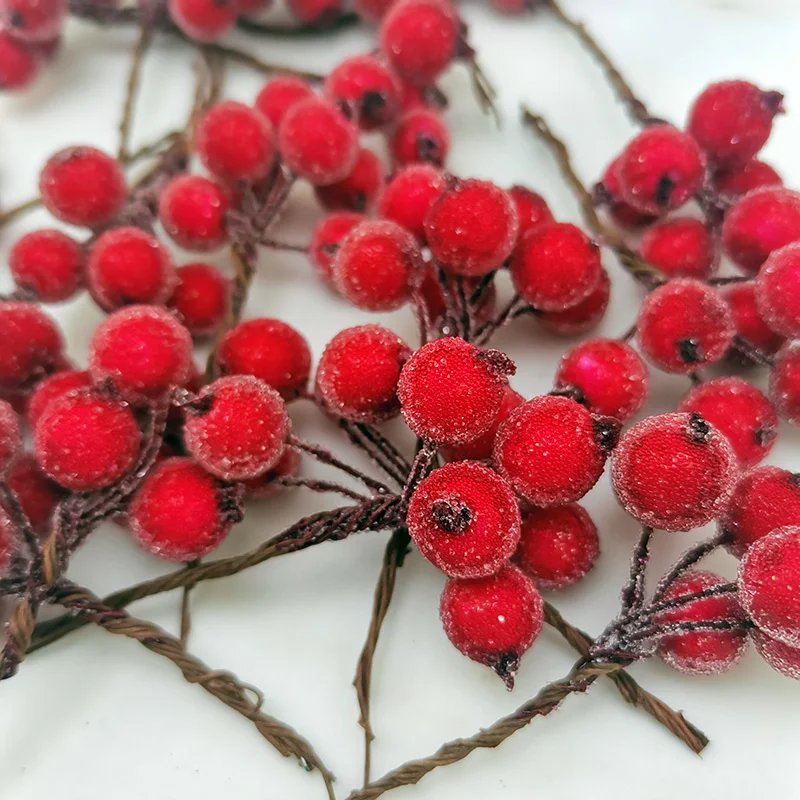 (10pcs/pack) 4x7cm Christmas Berry Flower Bundle Crystal Berry Imitation Fruit Xmas Tree Decoration Wedding Decoration Wreath