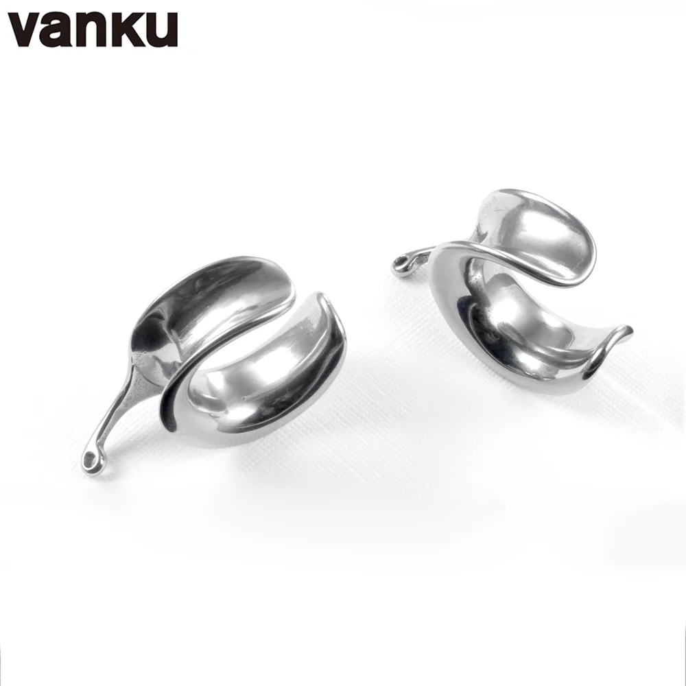 Vanku 2PCS 316L Stainless Steel DIY Ear Weights Ear Saddle Piercing Flesh Tunnels Hooks Body Jewelry Ear Hanger Gift For Unisex