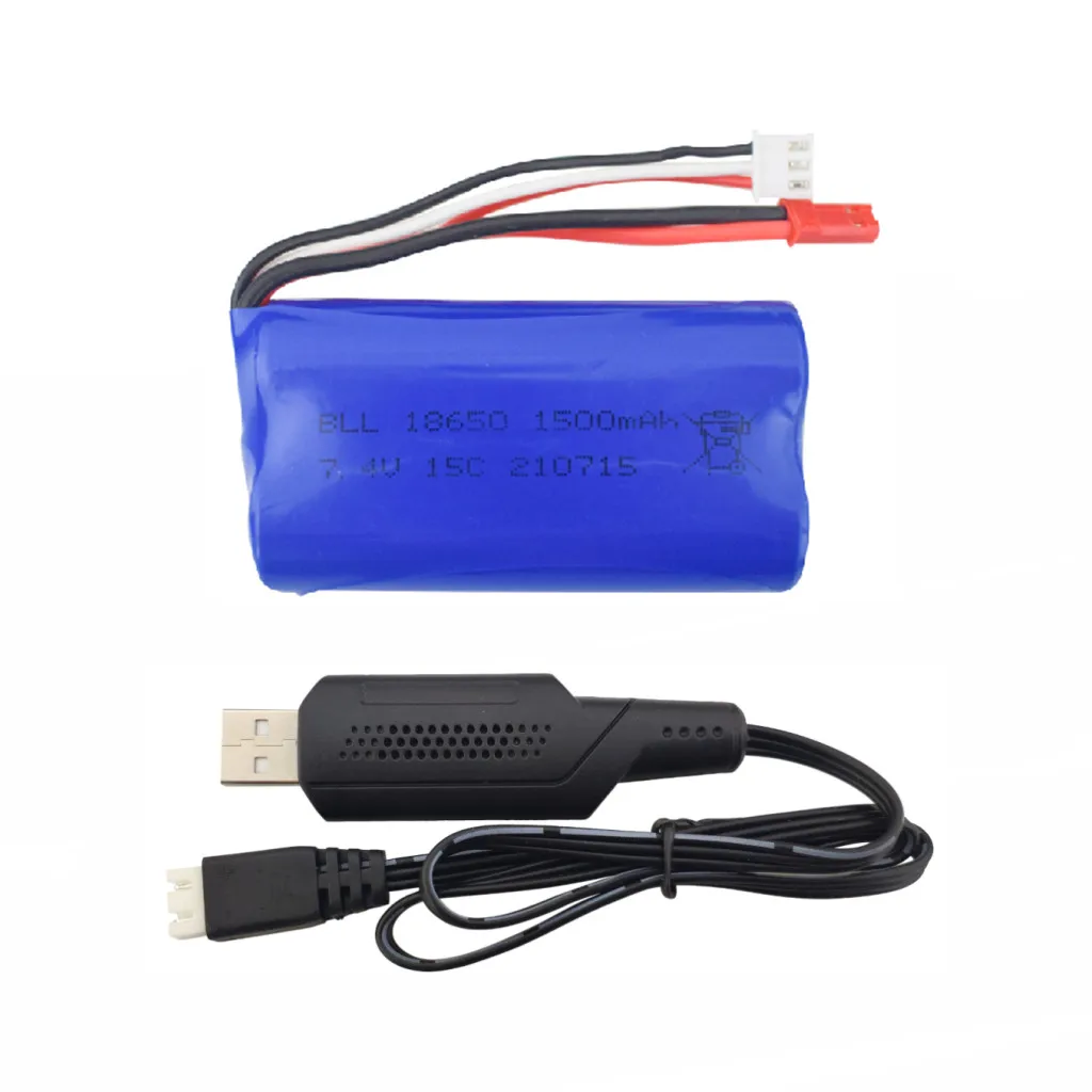 

7.4V 1500mAh Lithium Battery + USB Charging Cable For UD1601 UD1602 SG1603 SG1604 1:16 4WD High-Speed Drift Car, Battery Parts