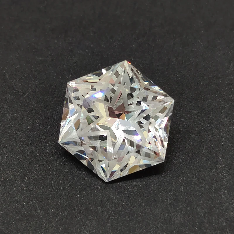 Letmexc Hexagram Cut White Cubic Zirconia Loose Stone High Carbon CZ Gemstone 6