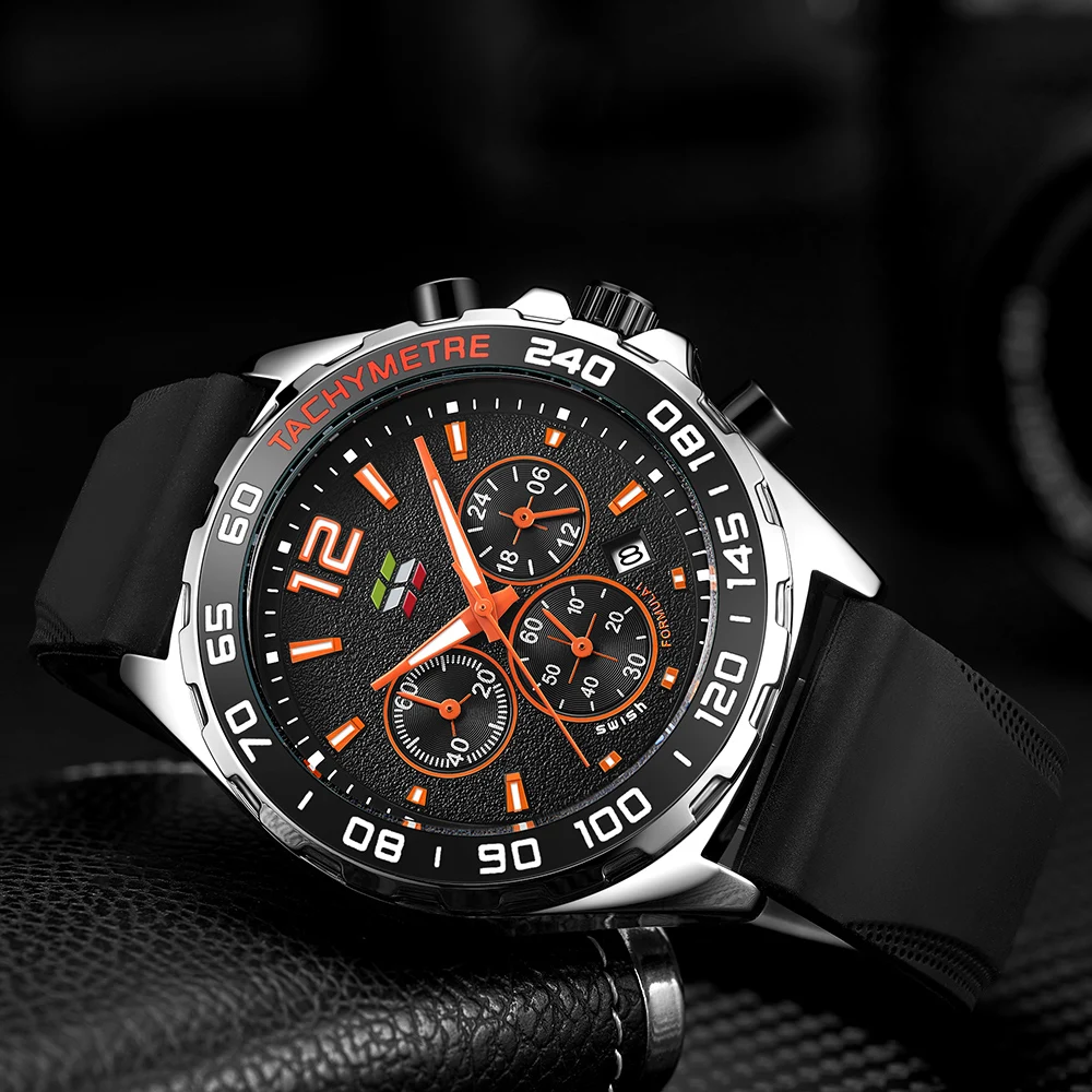 SWISH Design Chronograph Watches Men Top Brand Luxury Rubber Strap Sports Military Wristwatch Waterproof Clock Relogio Masculino