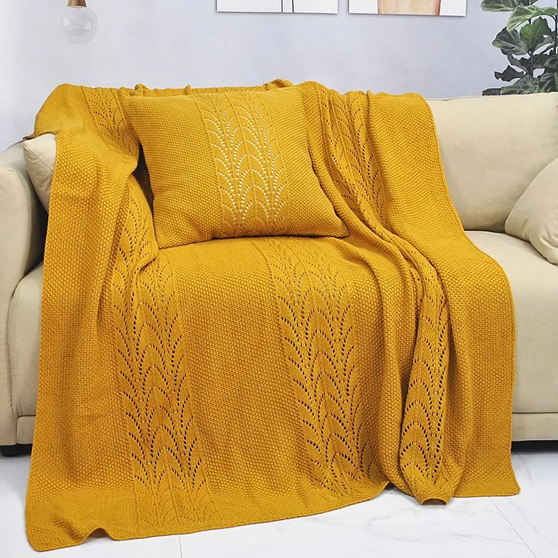 2022 City Nordic Style Cushion Hollow Out Decorative Home Throw Blanket Air Conditioning Cover Towel Sofa Comfort 45x45