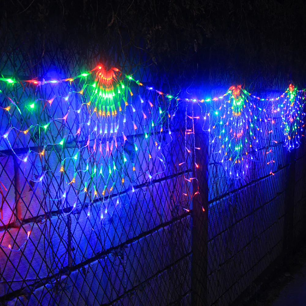 3.5M 424leds 3 Peacock Mesh Net Led String Lights Outdoor Curtain Fairy Lights for Wedding Christmas New Year Party Decoration