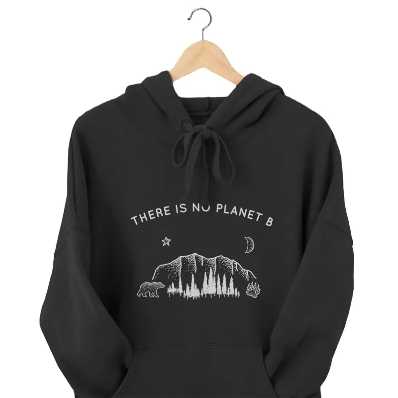 There Is No Planet B Star Moon Ethical Hoodie Casual Long Sleeve Jumper Black Pullovers Fashion Women Graphic Vegan Sweatshirts