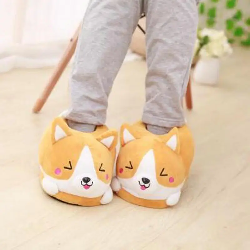 Winter Warm Indoor Foor Bedroom Koi Dog Cartoon Cute Plush Keji Slippers Home Slip Cotton Pad Shoes