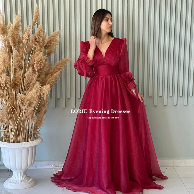 LORIE 2022หมวกแขนยาว Evening Dresses สาย Organza อย่างเป็นทางการ Party Prom Gowns ชุดกิจกรรม Vestidos Robes De Soirée