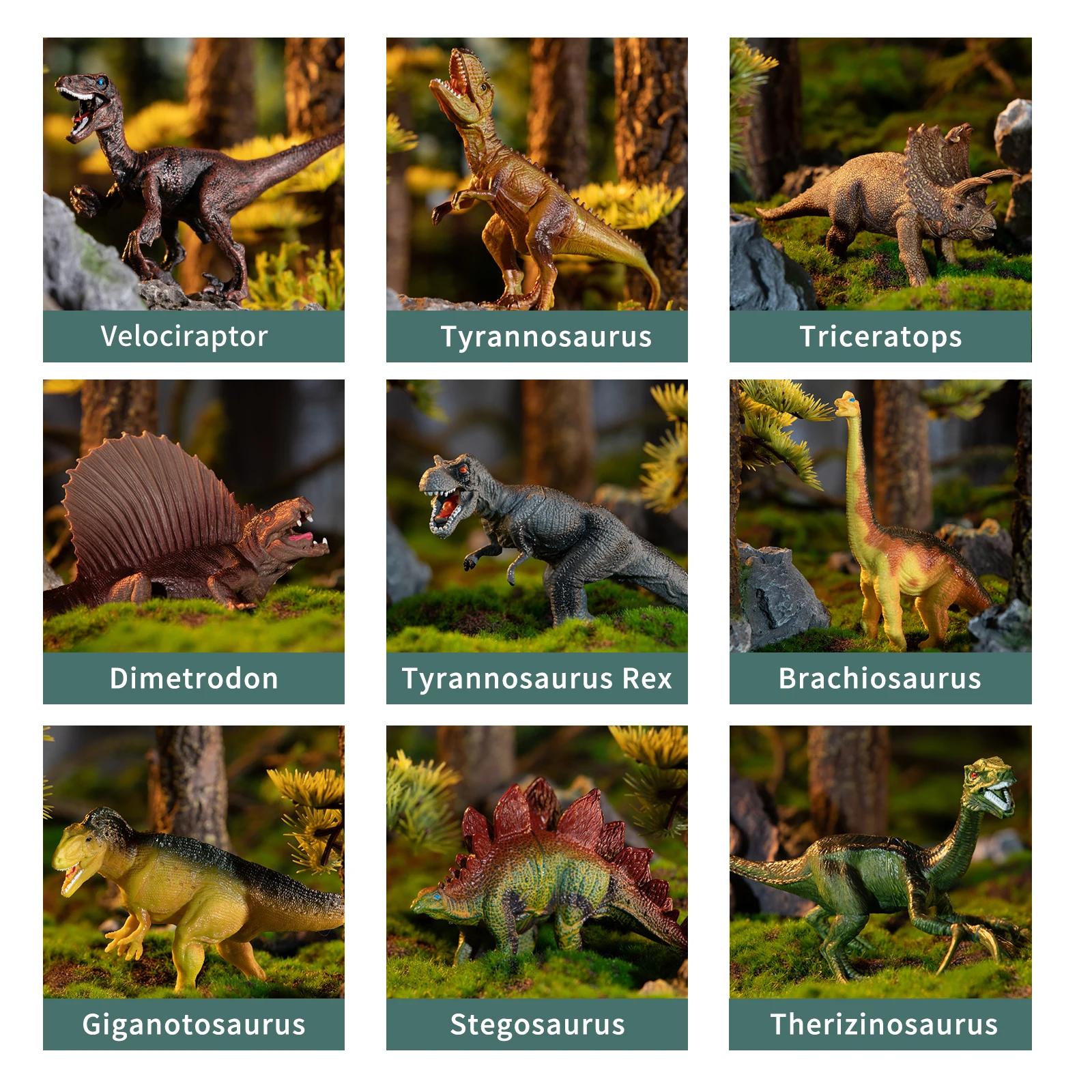 TEMI-dinosaurios de juguete para niños, figuras de animales de la selva, minifiguras, juguetes educativos para niños