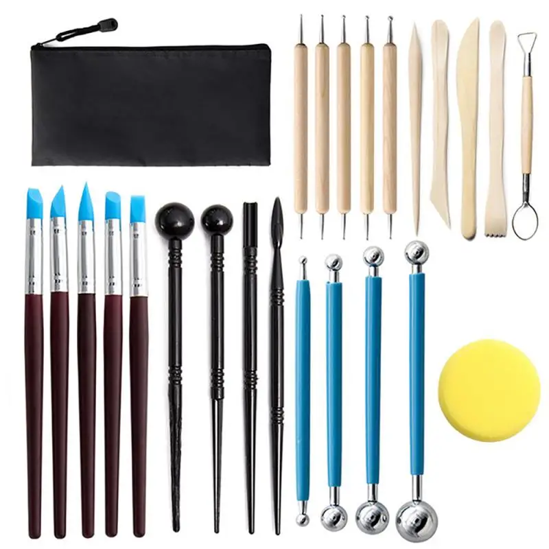 11/21/25/61 Pcs Arts Crafts Clay Sculpting Tools Pottery Carving Tool kit Pottery Ceramics Wooden Handle Modeling Clay Tools