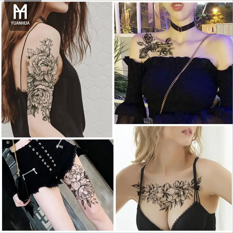 Black Weapon Gun AK47 Tattoo Stickers Women Arm Art Lovers Cool Temporary Tattoo M416 Fake Tatoos Arms Men 2020 New T0288