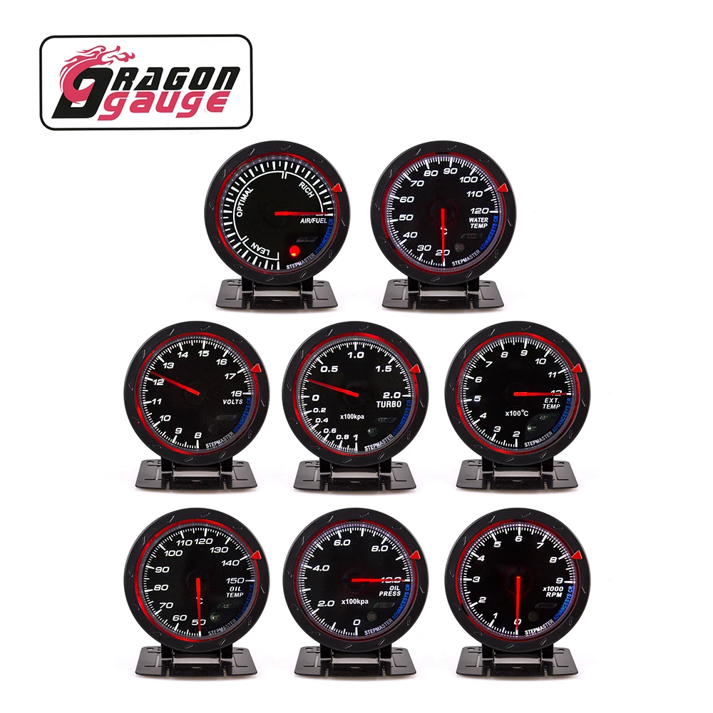 「DRAGON」 60MM Water Temp Voltmeter Tachometer Air Fuel Ratio Exhaust Temp Oil Press Oil Temp Boost Gauge Car Gauge for 12V Car