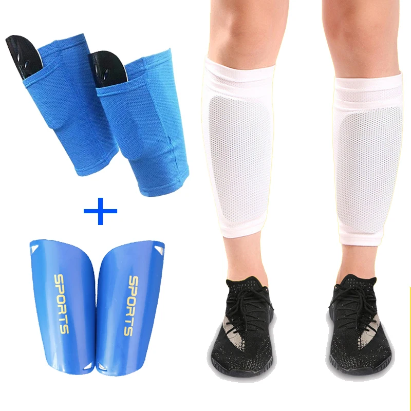 A Set Usefully Football Shin Guard With Pocket Adults Kids Compression Calf Sleeve Football Shinguards Support Protective Gear