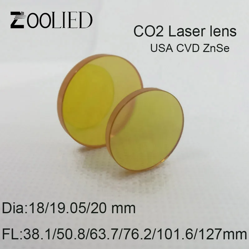 CO2 Laser lens ZnSe Focus Lenes Plano-convex lenses  laser welding machine Dia.18 19.05 20 mm FL38.1 50.8 63.7  76.2 101.6 127mm