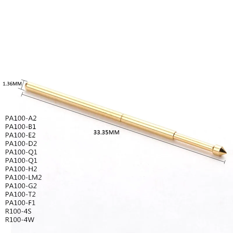 Metallic Gold-plated Test Probe Multimeter PA100-A2 / B1 / E2 / D2 / Q1 Q2 / Lm2 / H2 / G2 / J1 / T2/F1 Diameter 1.36MM