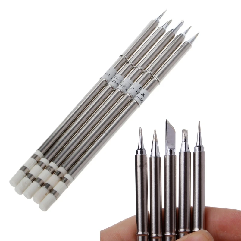 5 Pcs T12 Series Solder Iron Tips For Hakko FX951 Soldering Station FM-2027 2028