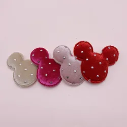 Plush Dot Mouse Head Padded Appliques for Craft Clothes, Sewing Supplies, DIY Hair Clip Accessories, 5*4.5cm, 30 PCs/Lot