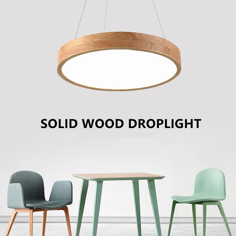 Modern Contracted LED Pendant Light For Restaurant Study Bedroom Nordic Decorative Log Single Head Circular Indoor Luminaire