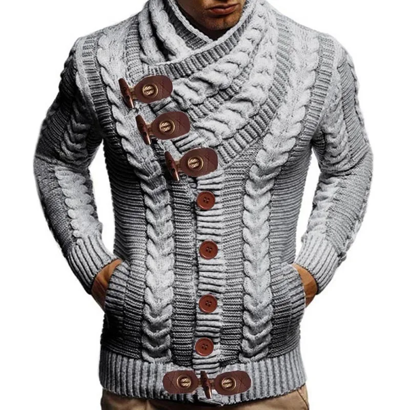 Herbst Winter Rollkragenpullover Männer 2025, Neue Casual Solide Strickjacke Männer Volle Hülse Dünne Herren Übergroßen Pullover Mantel männer