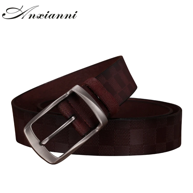 

New Retro Casual Styles Plaid Luxury Designer Belt for Men men pin Buckle Strap High Quality Genuine Real Leather Belt Fashion J