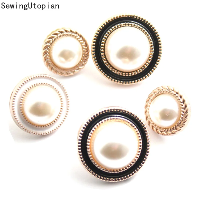 20PCS 15/18/21//25mm Sew Button Pearl Rhinestone Chiffon Cardigan Decor Buckles DIY Shirt Cufflinks Costume Metal Buttons