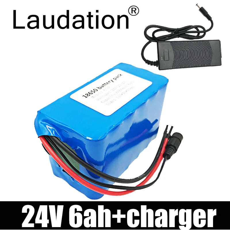 

Laudation 24V6ah литиевая батарея высокого качества 18650 6S3P 25.2V6000mah для 200 Вт 250 Вт 350 Вт мотор с 15A BMS и 2A зарядное устройство