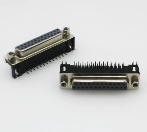 

100Pcs DB25 female DR25 male D-sub Right Angle PCB Mount Double Row Pins Electrical Connector Socket With Screw Nuts