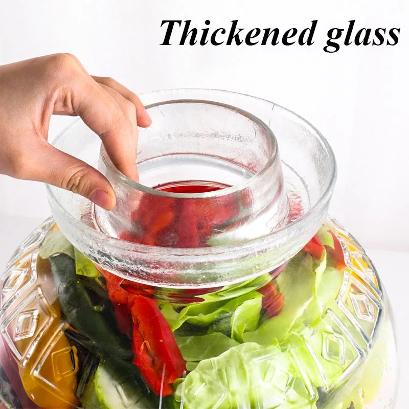 Chinese Tradition Pickle Jar Transparent Glass Kimchi Jar Korea Pickled Cabbage Vegetables Chili Pickling Container Food Storage