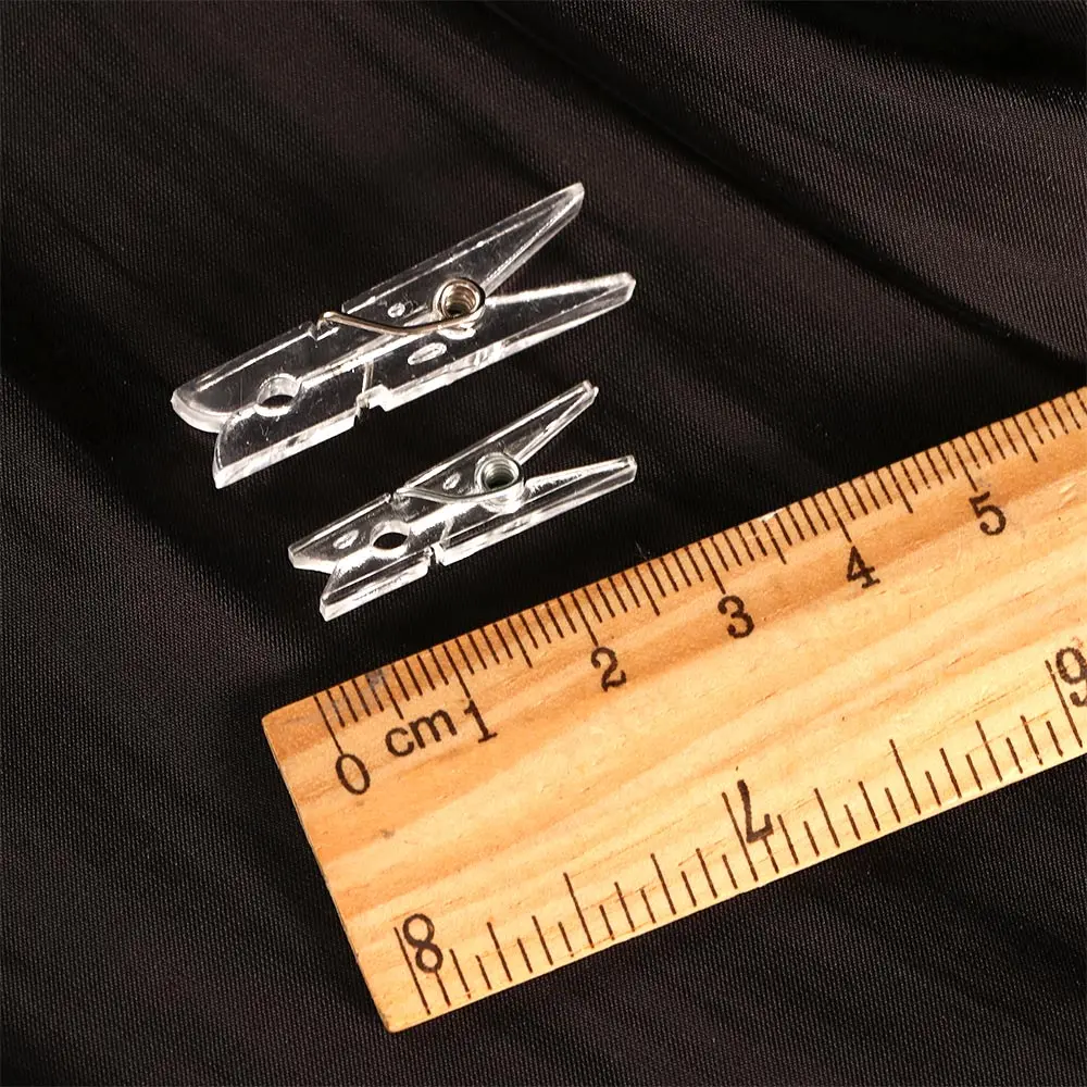 20pcs Mini 25/34mm Natural Transparent Plastic Clips Photo Clips Clothespin DIY Wedding Party Wooden Clip Pegs